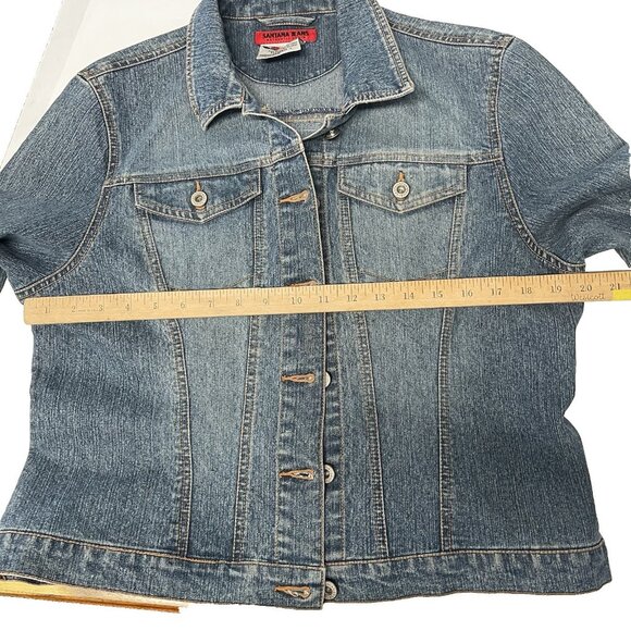 Ladies Santana jean jacket large black white floral motif in back boho lace - Picture 4 of 9